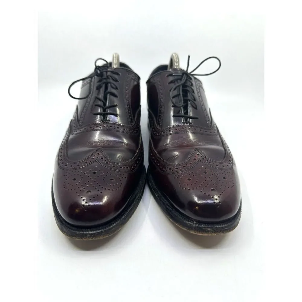 Florsheim Wingtip Oxford Mens 10 D Burgundy‎ Good Leather Brogue Made in USA
